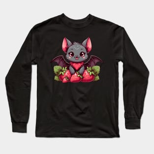 Cute Vampire bat with strawberries Long Sleeve T-Shirt